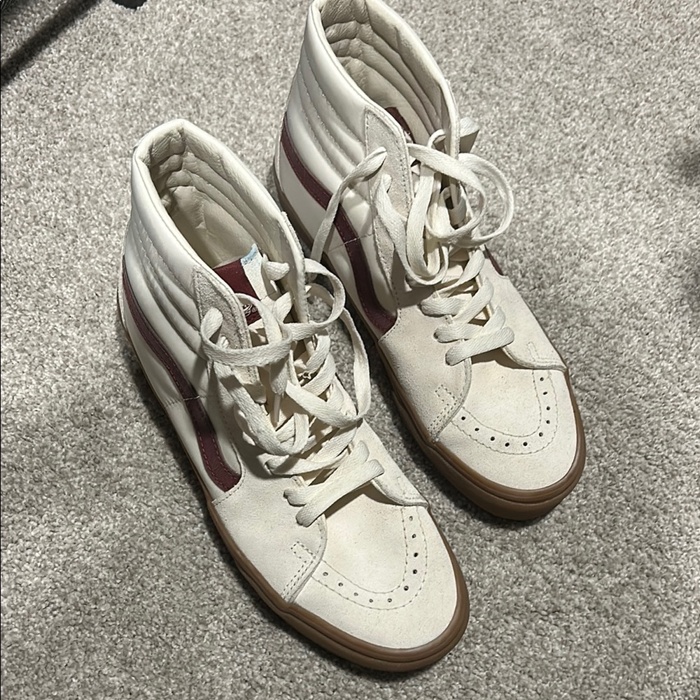 VANS White and Pink/Purple/Mauve High-Top Sneakers